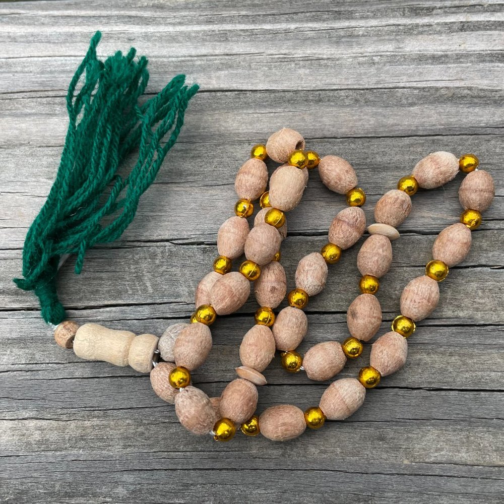 Pray Beads Real Wood Tan/Gold Tone Islamic Tasbeeh - Picture 9 of 9